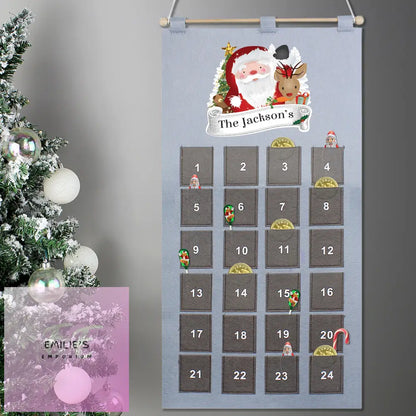 Personalised Santa Advent Calendar In Silver Grey