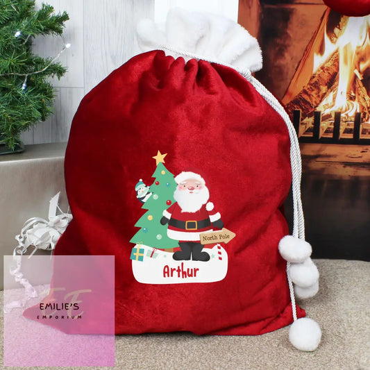 Personalised Santa Luxury Pom Red Sack
