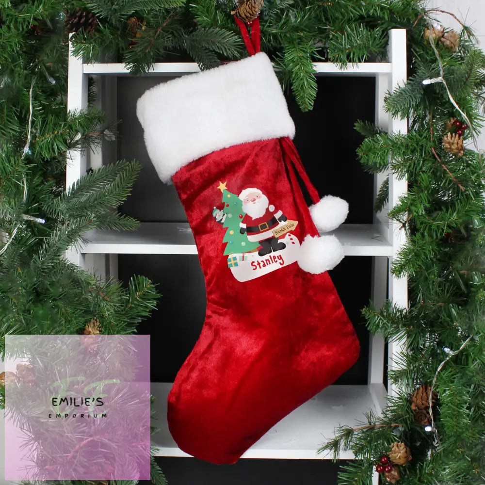 Personalised Santa Luxury Red Stocking