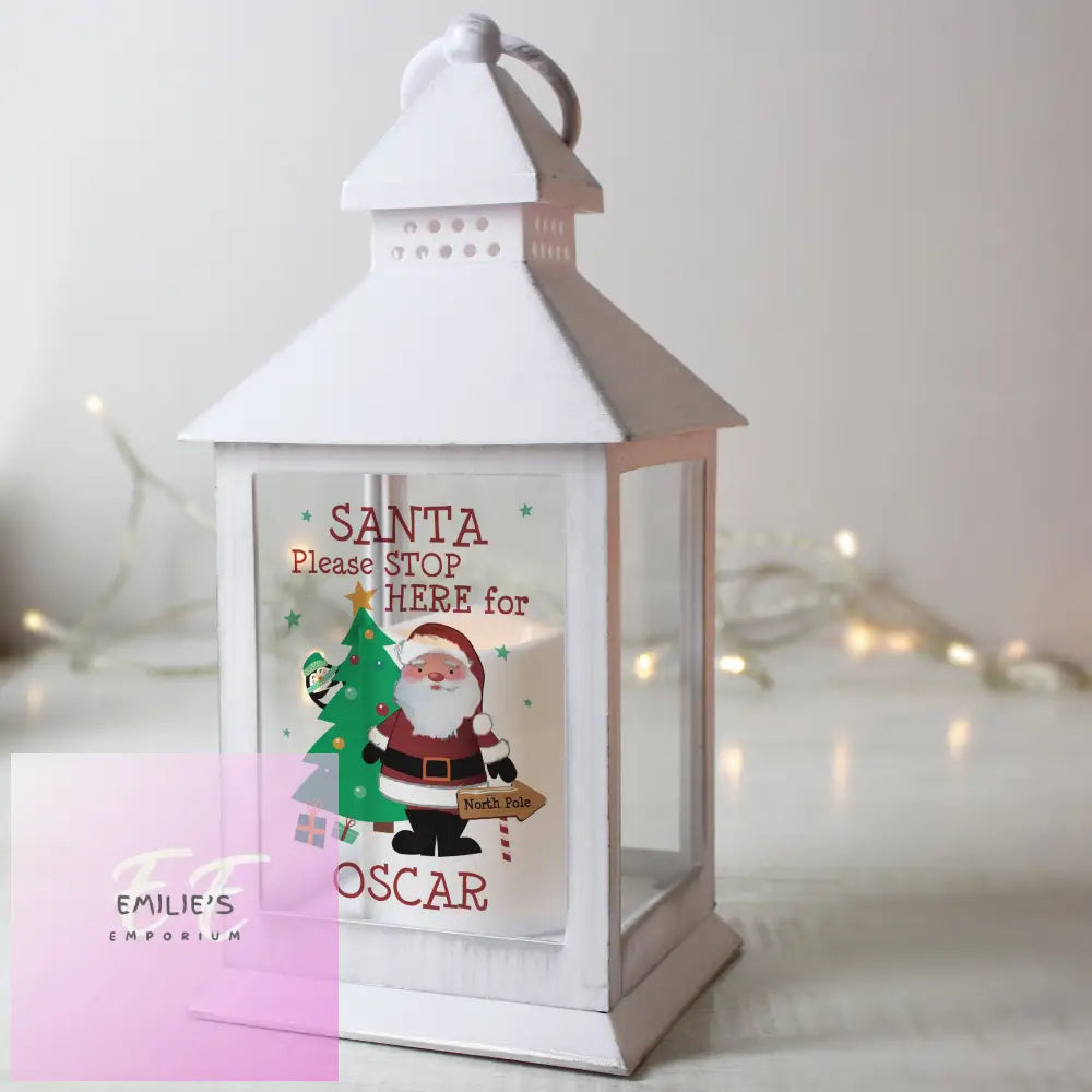 Personalised Santa White Lantern