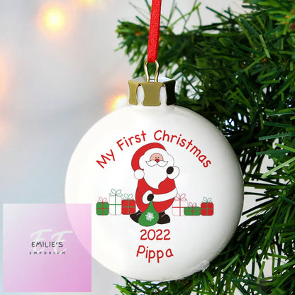 Personalised Santa With Presents Bauble