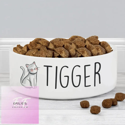 Personalised Scribble Cat 14Cm Medium Pet Bowl