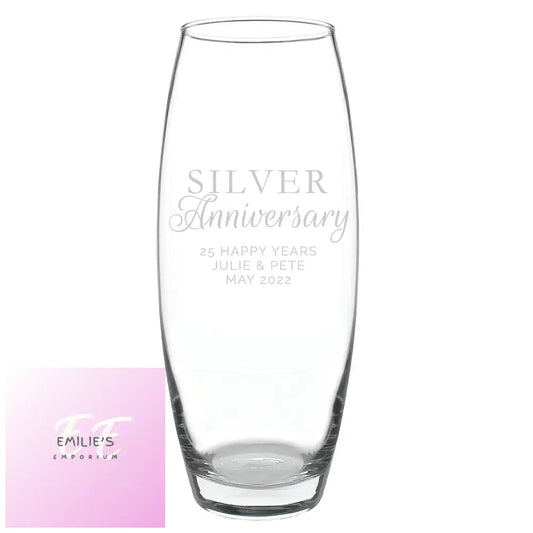 Personalised Silver Anniversary Bullet Vase