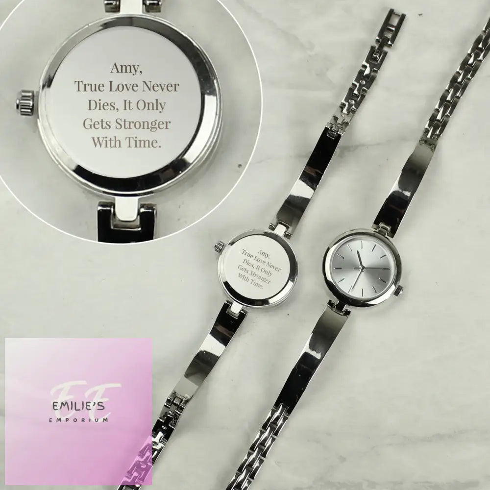 Personalised Silver Ladies Watch With Slider Clasp