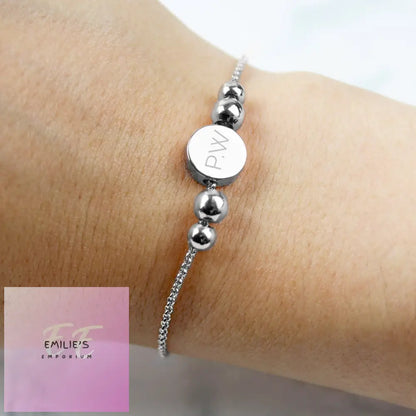 Personalised Silver Plated Initials Disc Bracelet