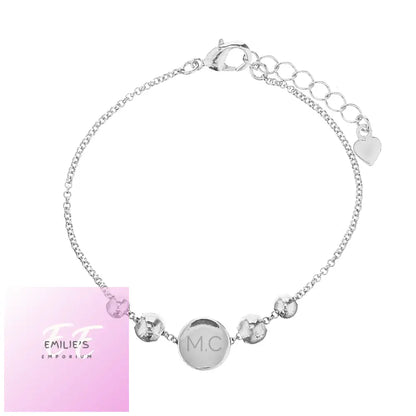 Personalised Silver Plated Initials Disc Bracelet