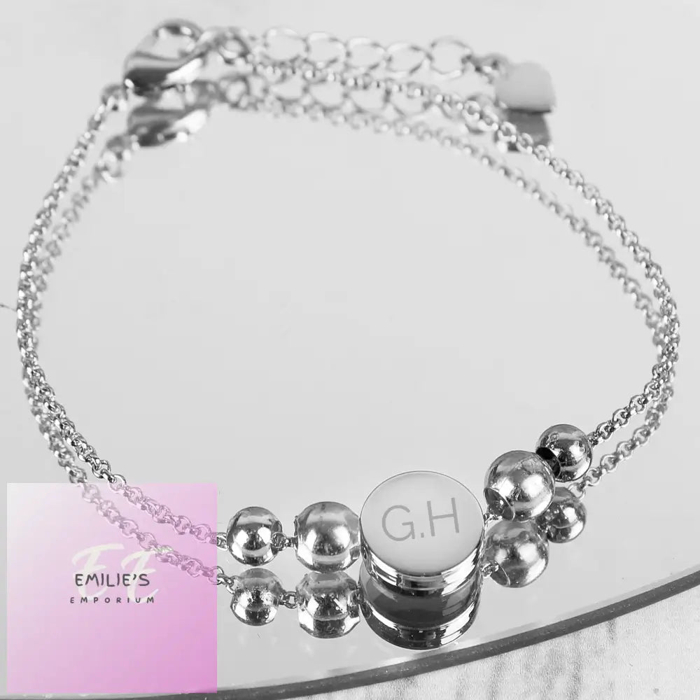 Personalised Silver Plated Initials Disc Bracelet