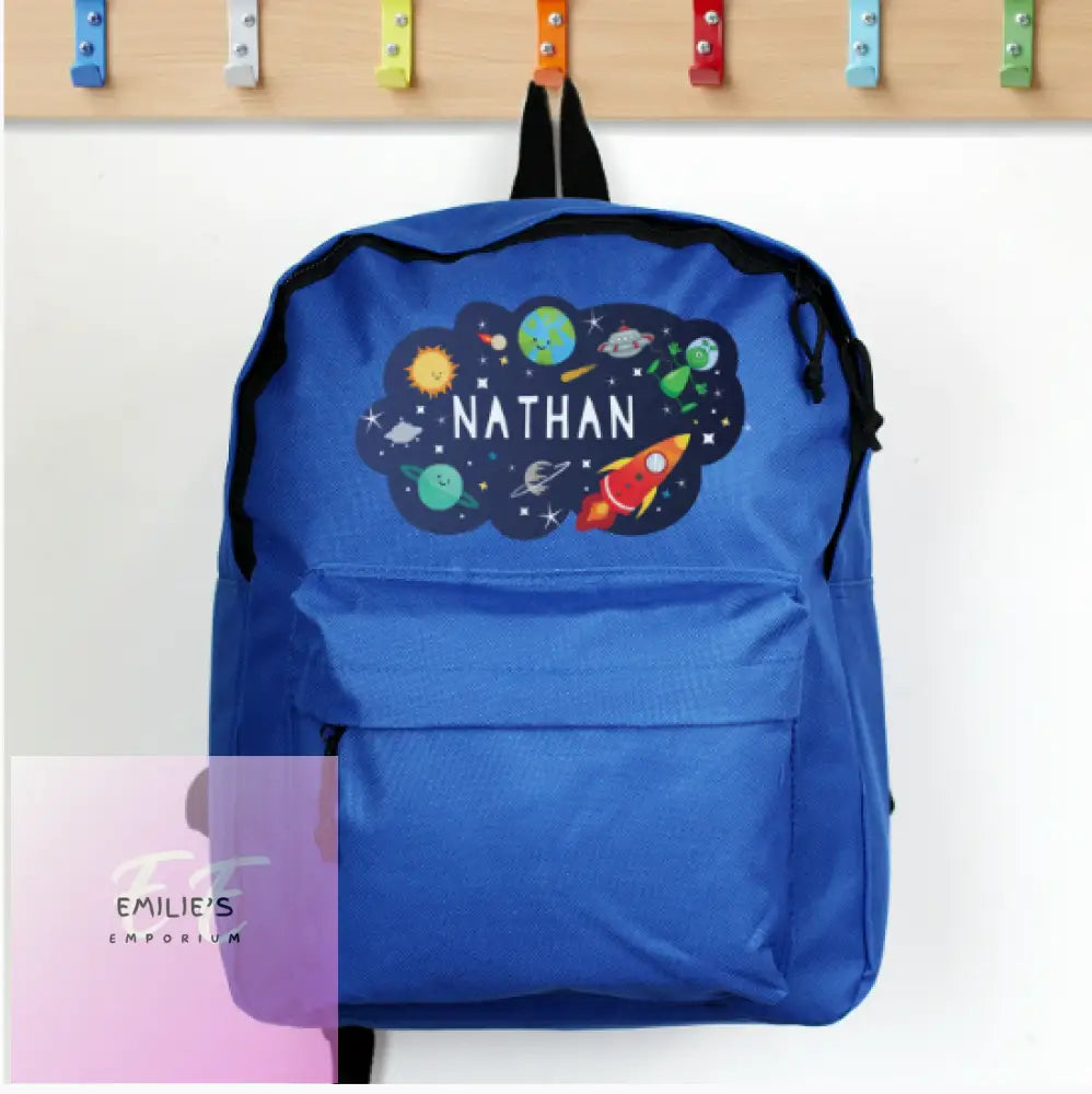 Personalised Space Blue Backpack