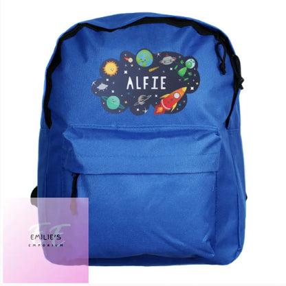 Personalised Space Blue Backpack