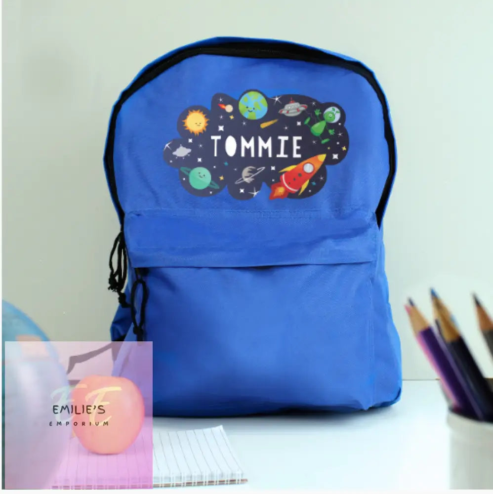 Personalised Space Blue Backpack