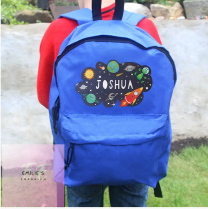 Personalised Space Blue Backpack