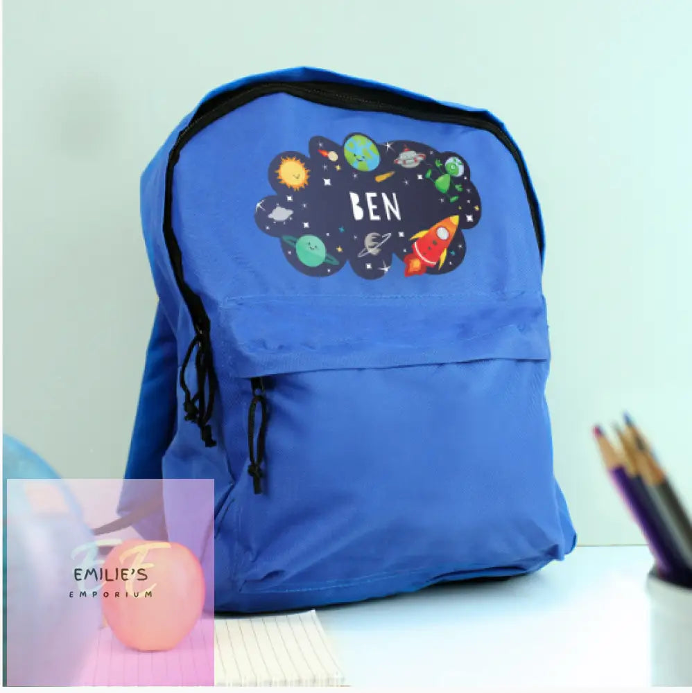 Personalised Space Blue Backpack