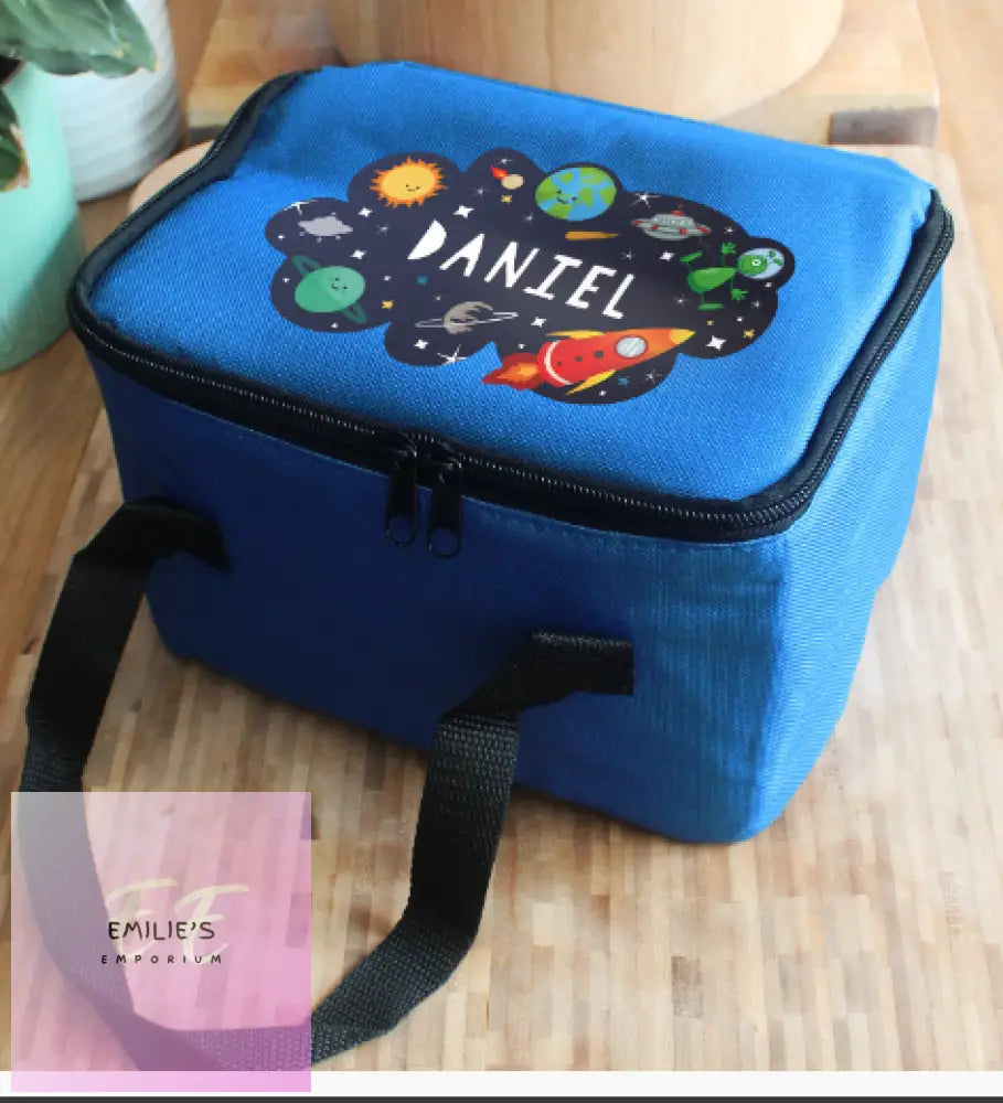 Personalised Space Blue Lunch Bag