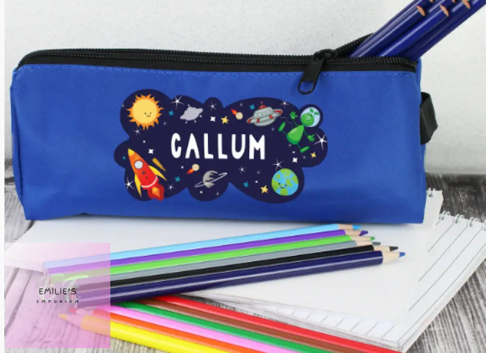 Personalised Space Blue Pencil Case