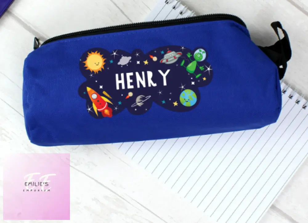 Personalised Space Blue Pencil Case