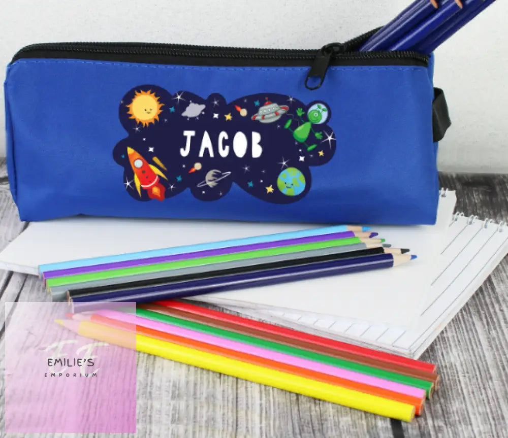 Personalised Space Blue Pencil Case