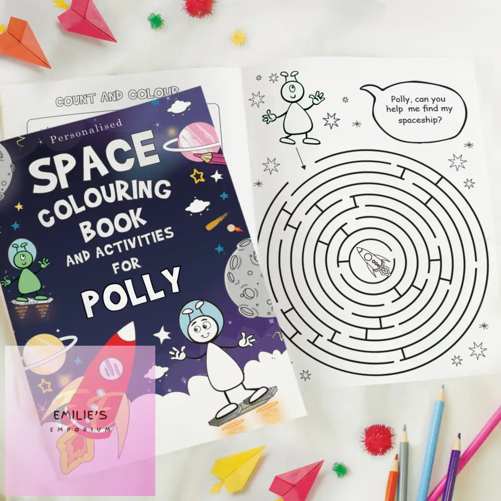 Personalised Space Colouring Book With Pencil Crayons