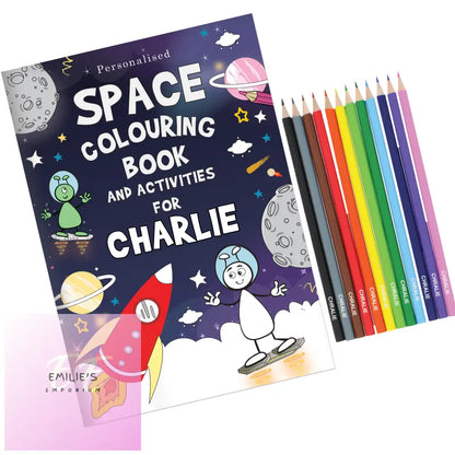 Personalised Space Colouring Book With Pencil Crayons