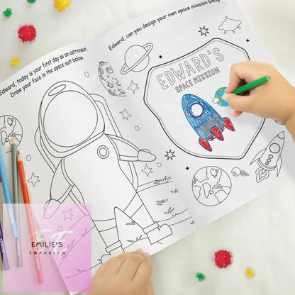 Personalised Space Colouring Book With Pencil Crayons