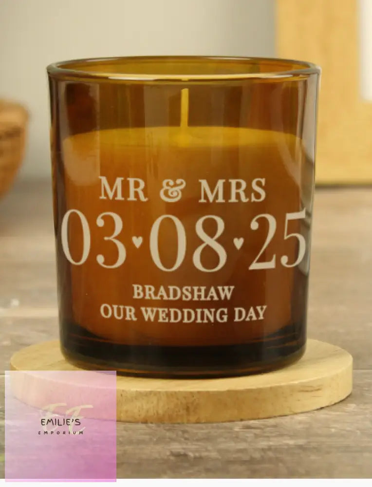 Personalised Special Date Amber Glass Candle