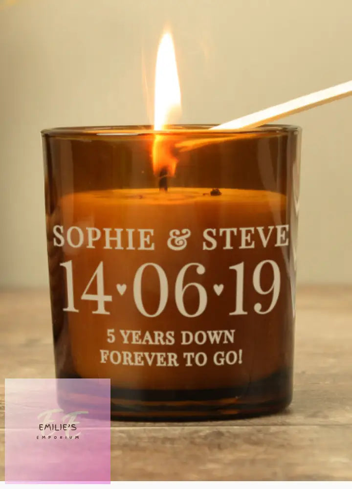 Personalised Special Date Amber Glass Candle