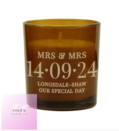 Personalised Special Date Amber Glass Candle