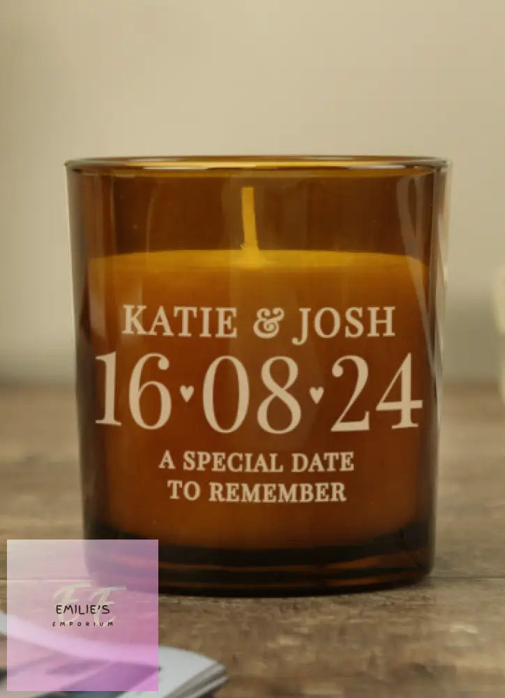 Personalised Special Date Amber Glass Candle