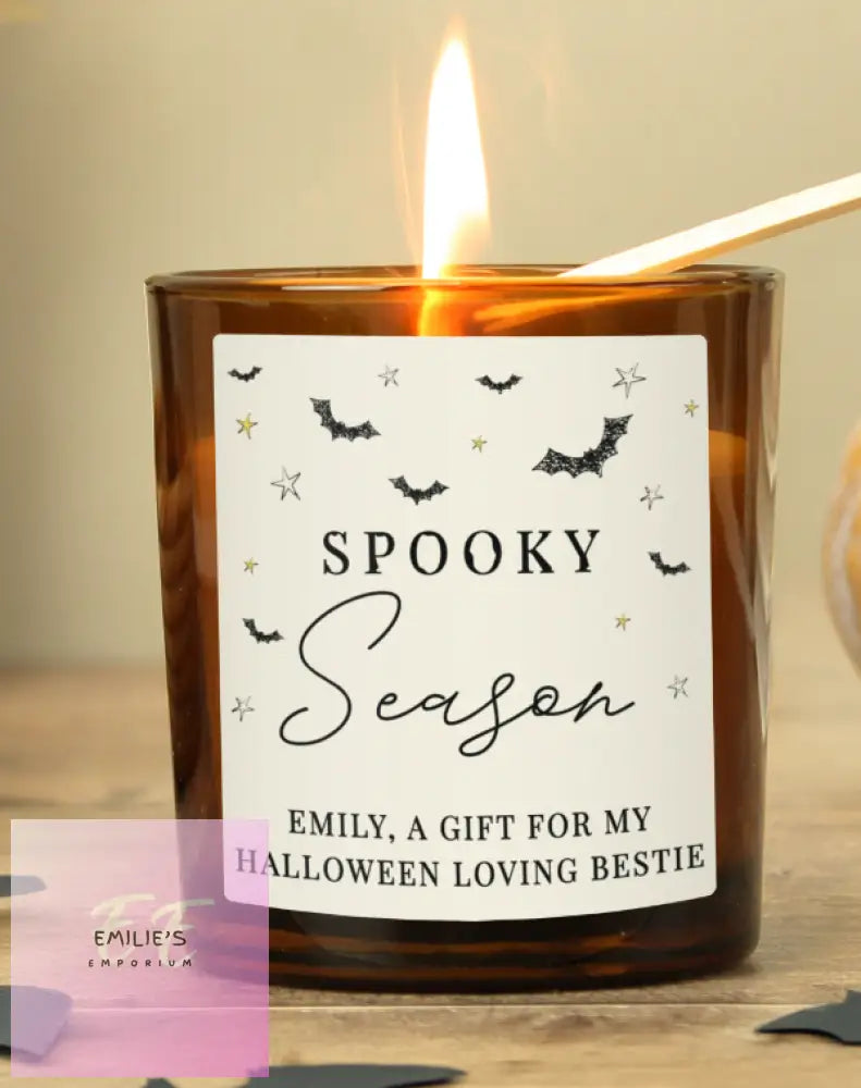 Personalised Spooky Amber Glass Candle