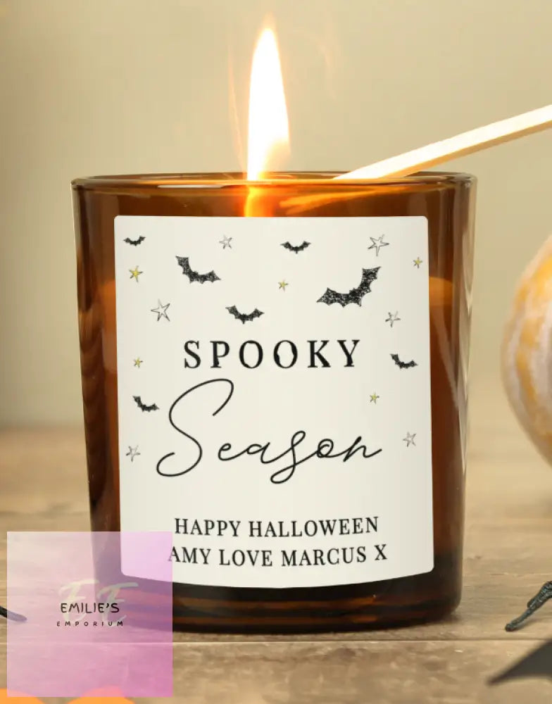 Personalised Spooky Amber Glass Candle