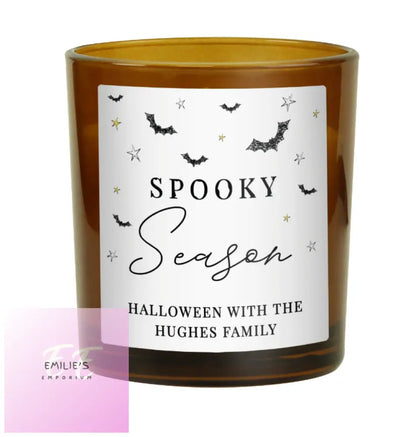 Personalised Spooky Amber Glass Candle