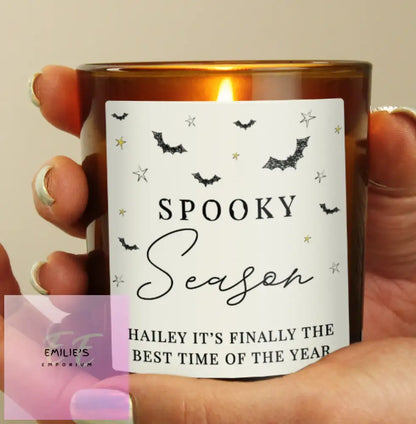 Personalised Spooky Amber Glass Candle