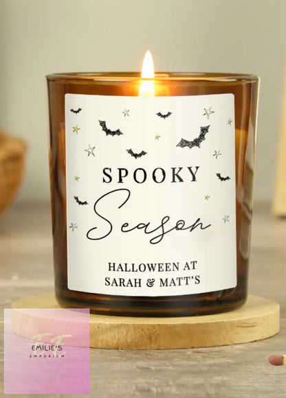 Personalised Spooky Amber Glass Candle