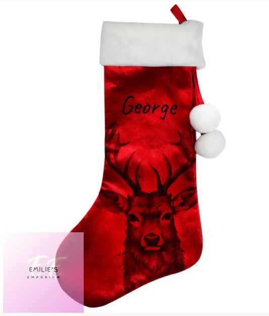 Personalised Stag Red Stocking