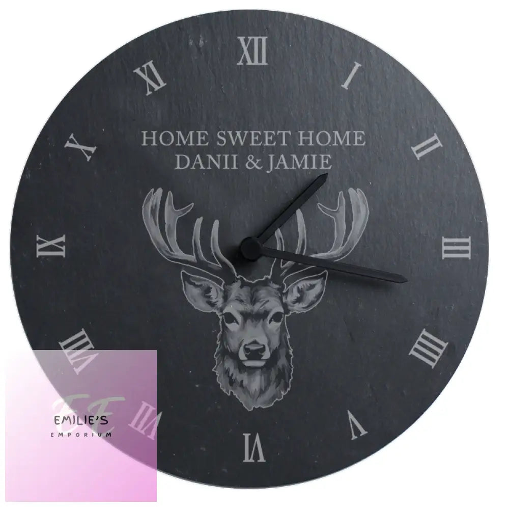 Personalised Stag Slate Clock