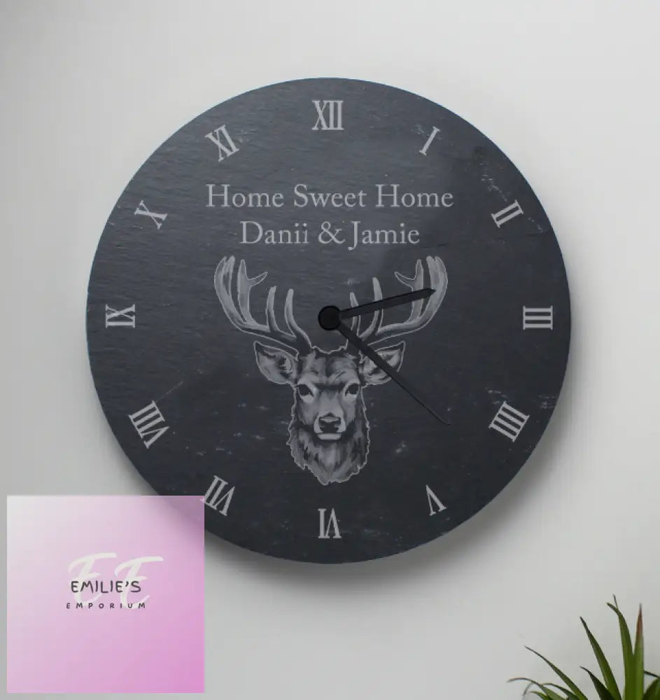 Personalised Stag Slate Clock