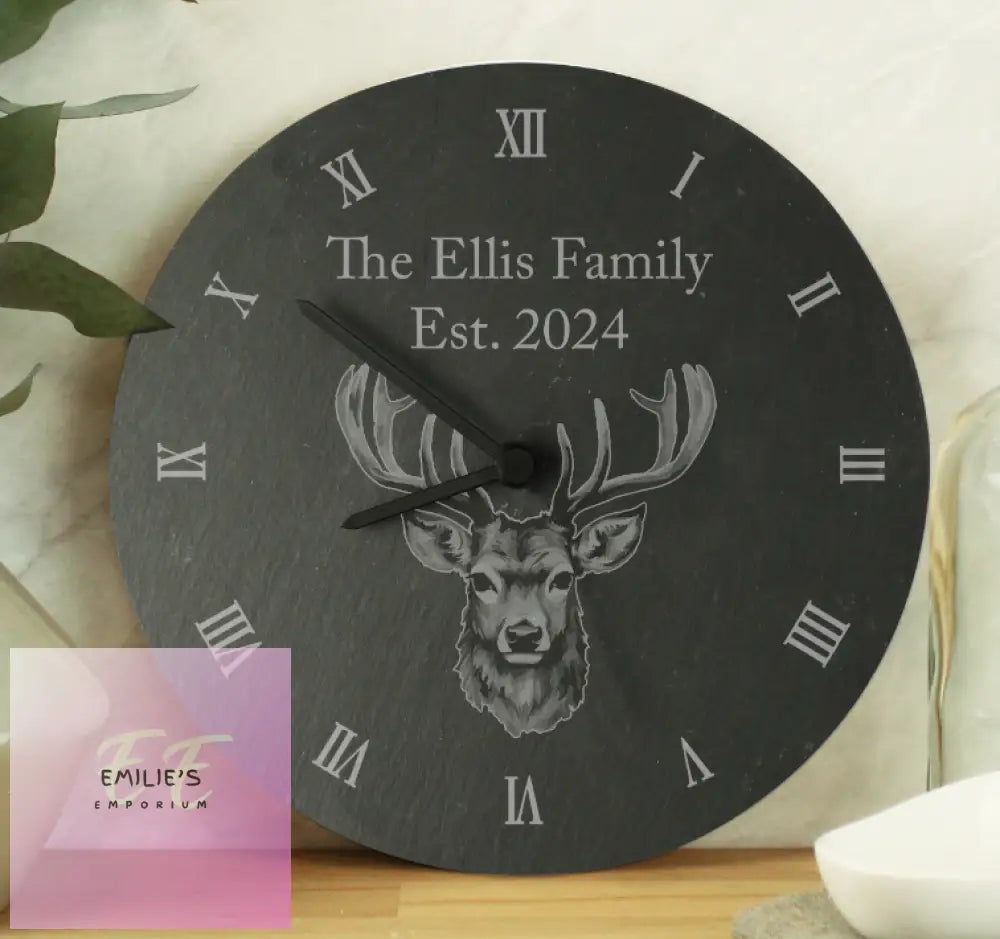 Personalised Stag Slate Clock