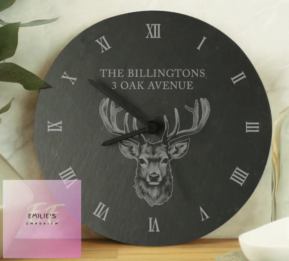 Personalised Stag Slate Clock