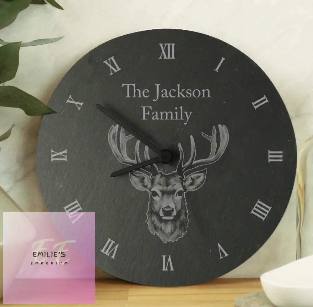 Personalised Stag Slate Clock