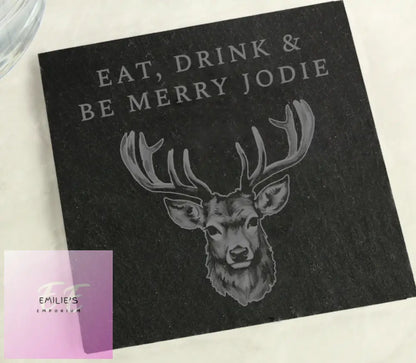 Personalised Stag Slate Coaster