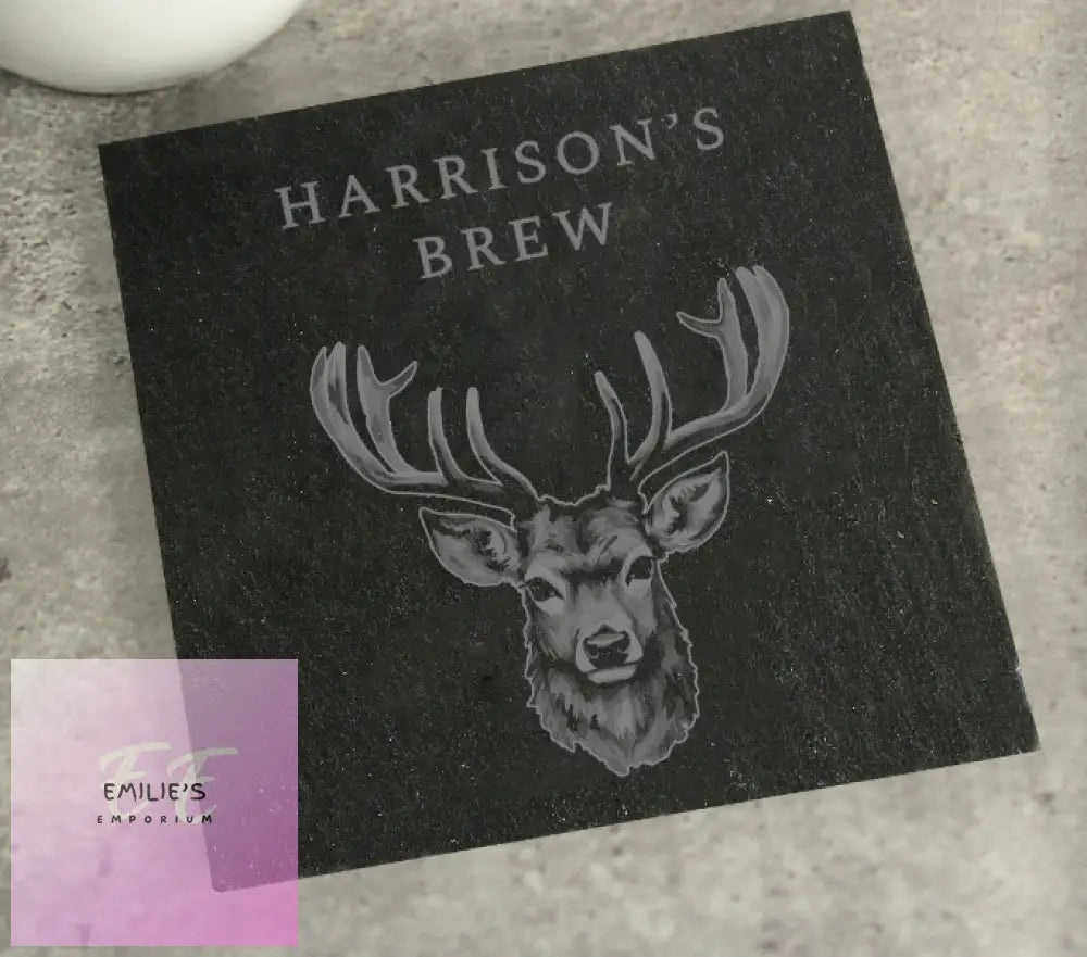 Personalised Stag Slate Coaster