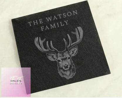 Personalised Stag Slate Coaster