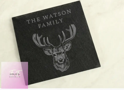 Personalised Stag Slate Coaster