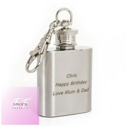 Personalised Stainless Steel 1Oz Hip Flask Keyring