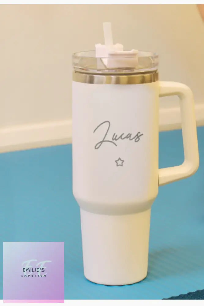 Personalised Star 40Oz White Travel Cup