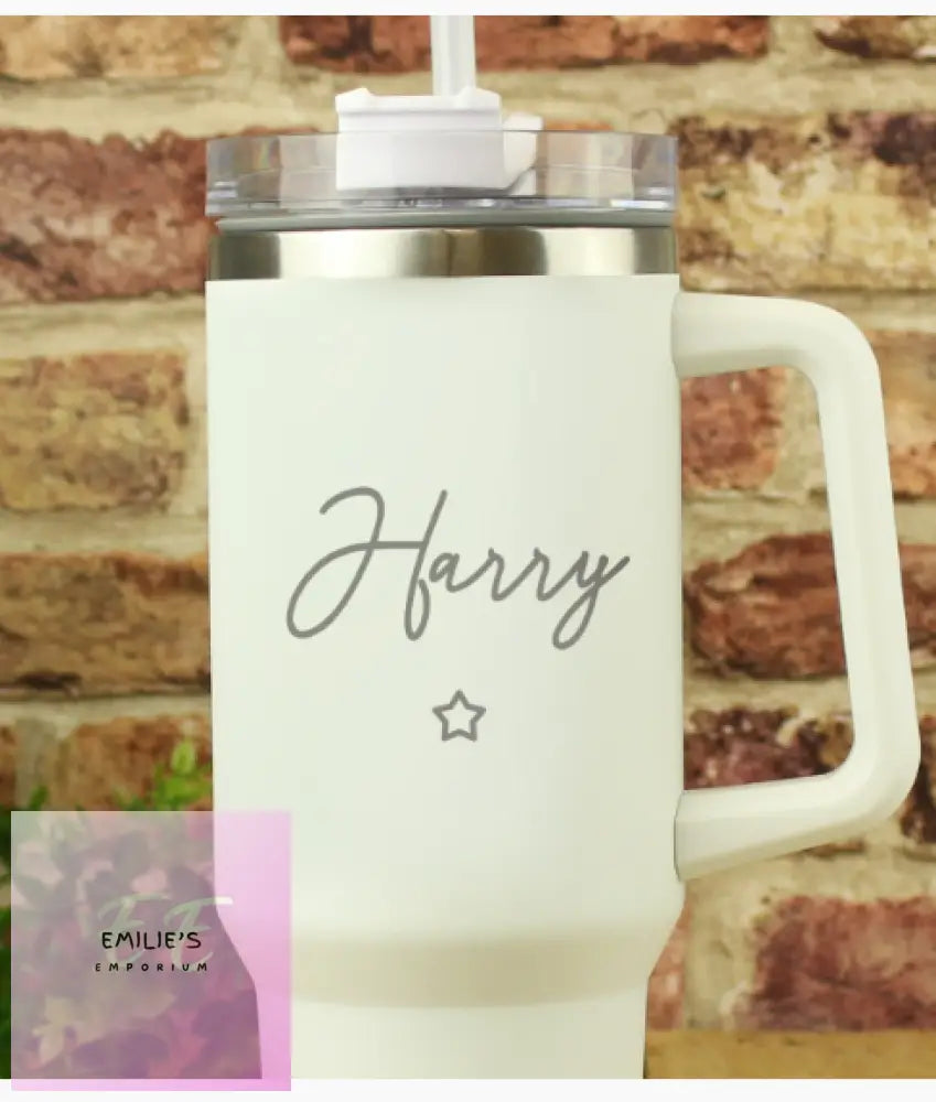 Personalised Star 40Oz White Travel Cup