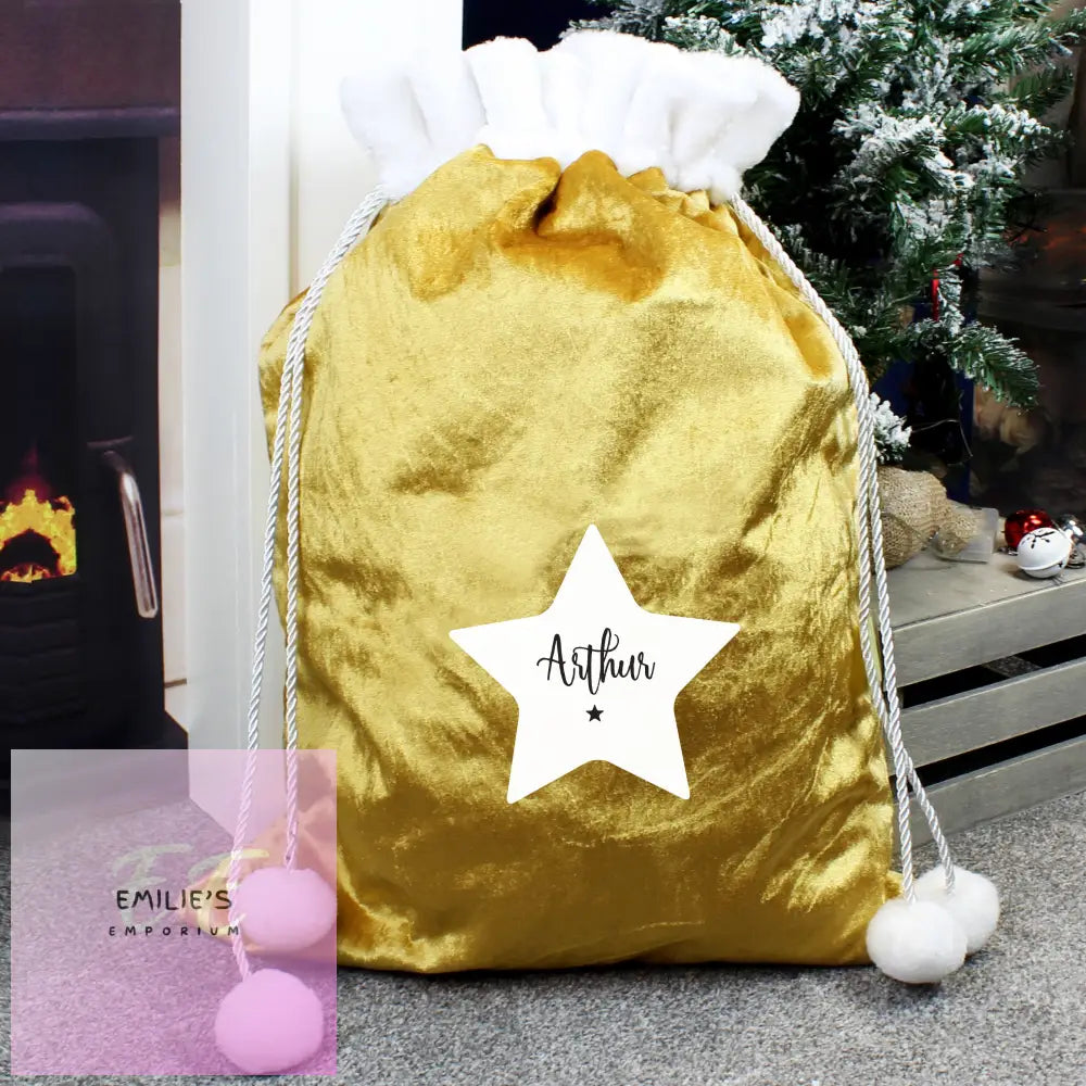 Personalised Star Luxury Pom Gold Sack