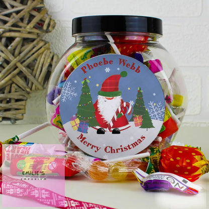 Personalised Tartan Santa Sweet Jar