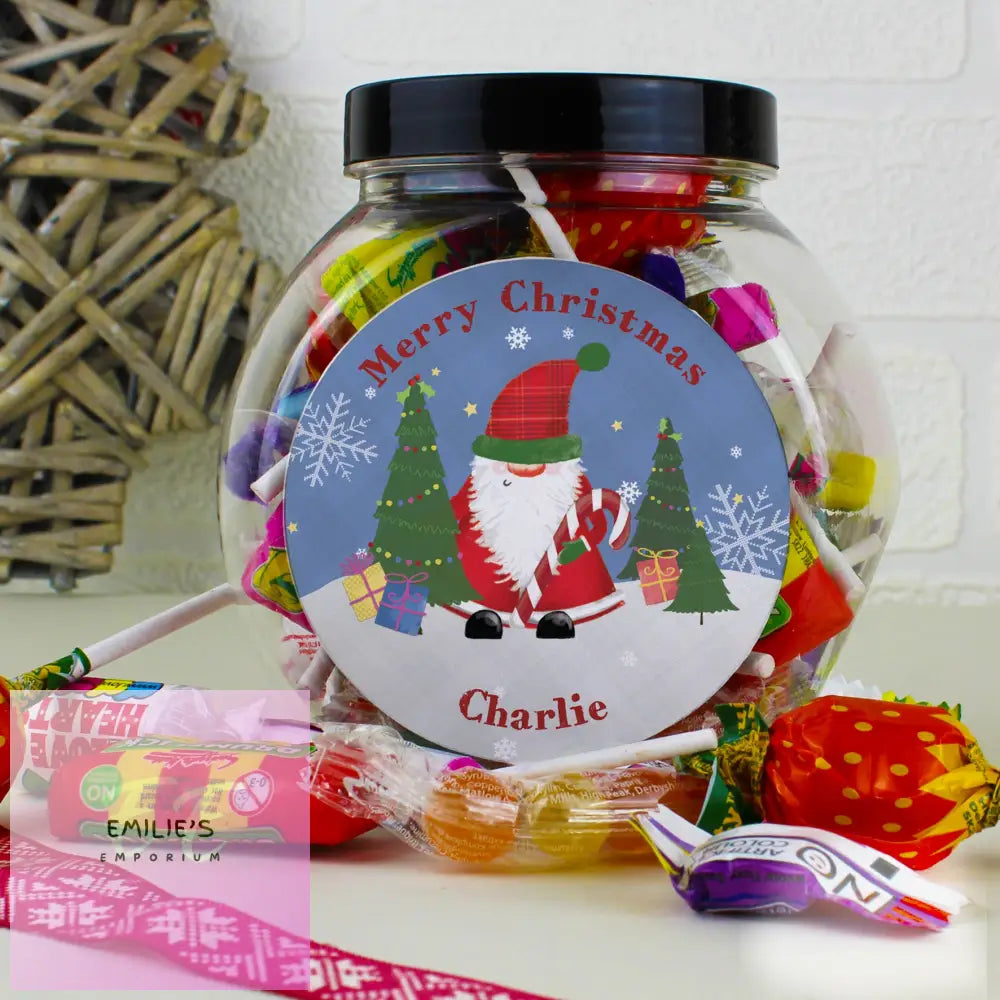 Personalised Tartan Santa Sweet Jar