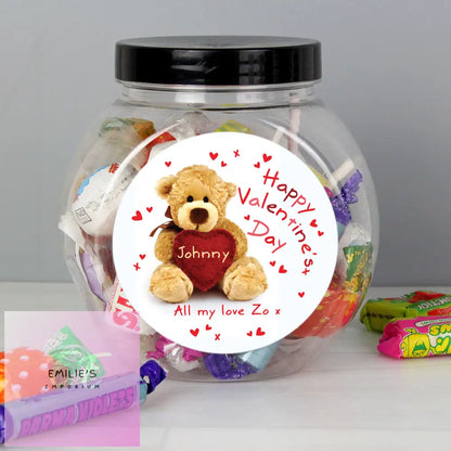 Personalised Teddy Heart Sweet Jar