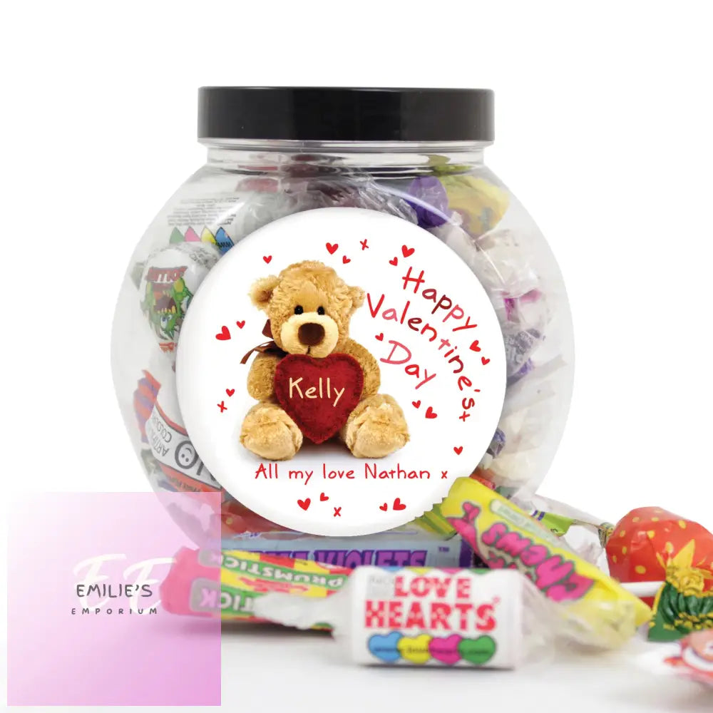 Personalised Teddy Heart Sweet Jar